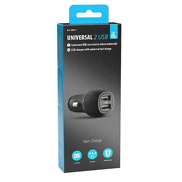 CARICABATTERIA 2 PORTE USB - FAST CHARGE- 4800 MA - 12/24V