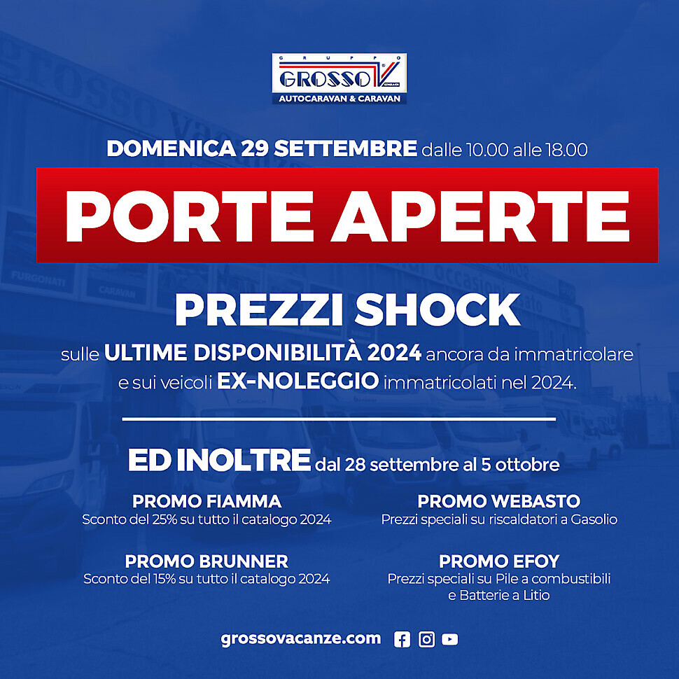 Porte Aperte alla Grosso Vacanze! Apertura straordinaria domenica 29 settembre