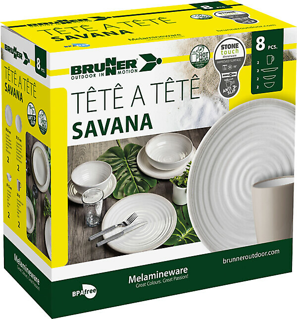 SET PIATTI TÊTE-Â-TÊTE SAVANA 8 PZ BRUNNER